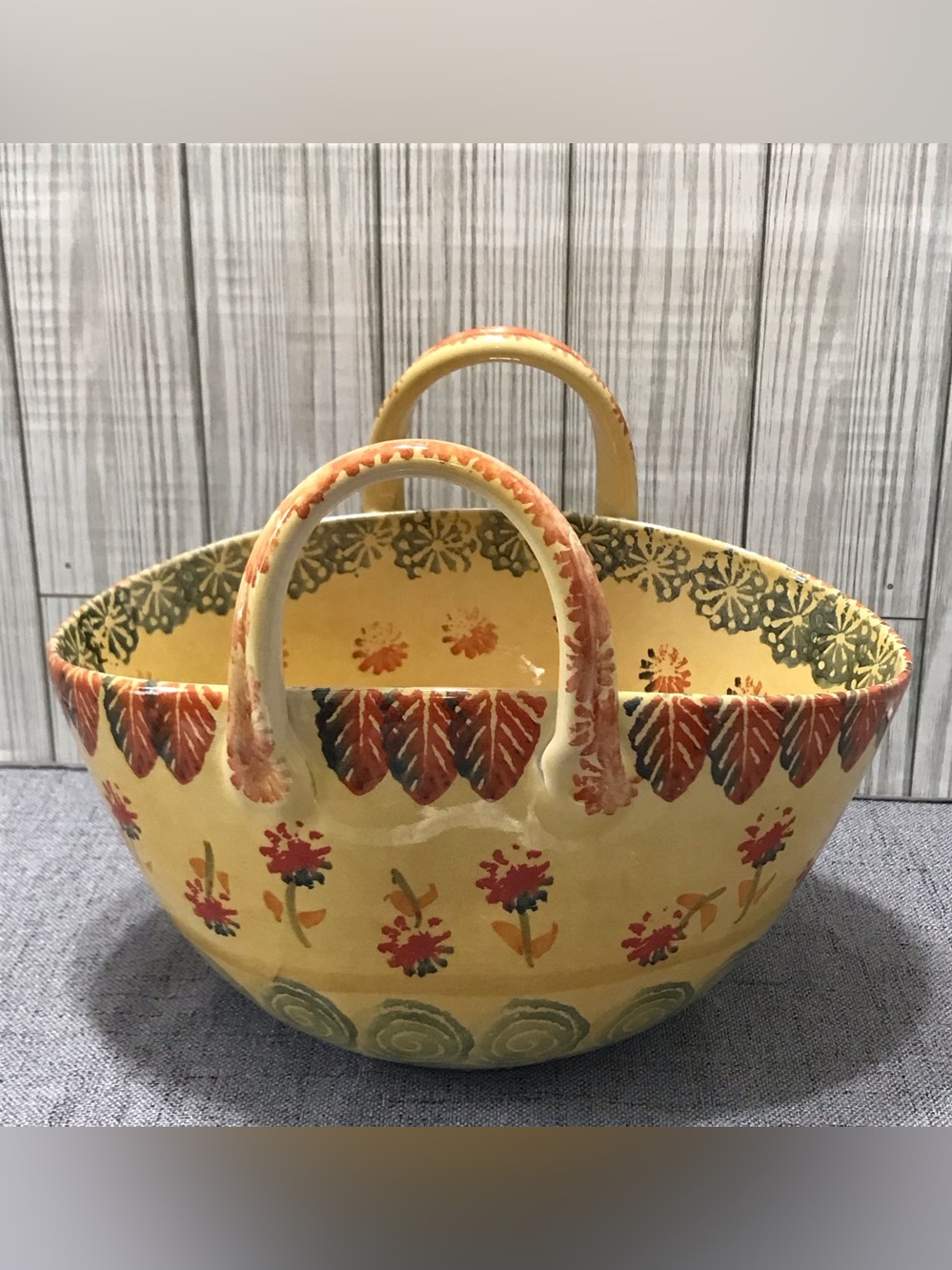 I Italian hand-painted ceramic Basket bowl.